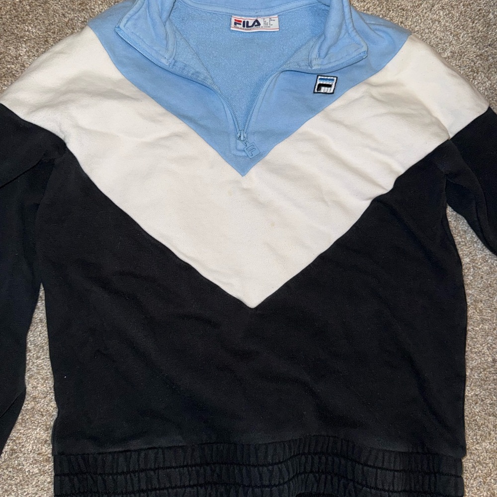 Fila Light Blue and White Half-Zip Pullover